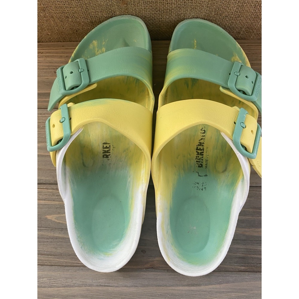 Birkenstock Yellow Green Tie Dye Arizona Eva Buckle Sandal Womens Size 10 - Picture 5 of 5